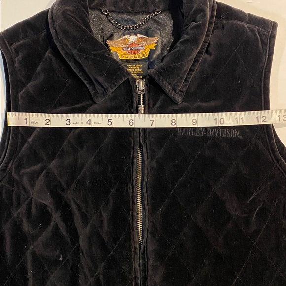 Harley Davidson Ladies Medium Black Quilted Zip Up Lined Vest Preowned D36 - Picture 7 of 16